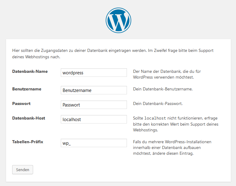 WordPress installieren - Datenbank